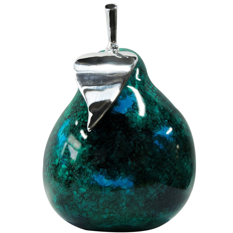 Blue Mixed Colors Pear 12.2"x12.2"x17" w/ Aluminum Leaf