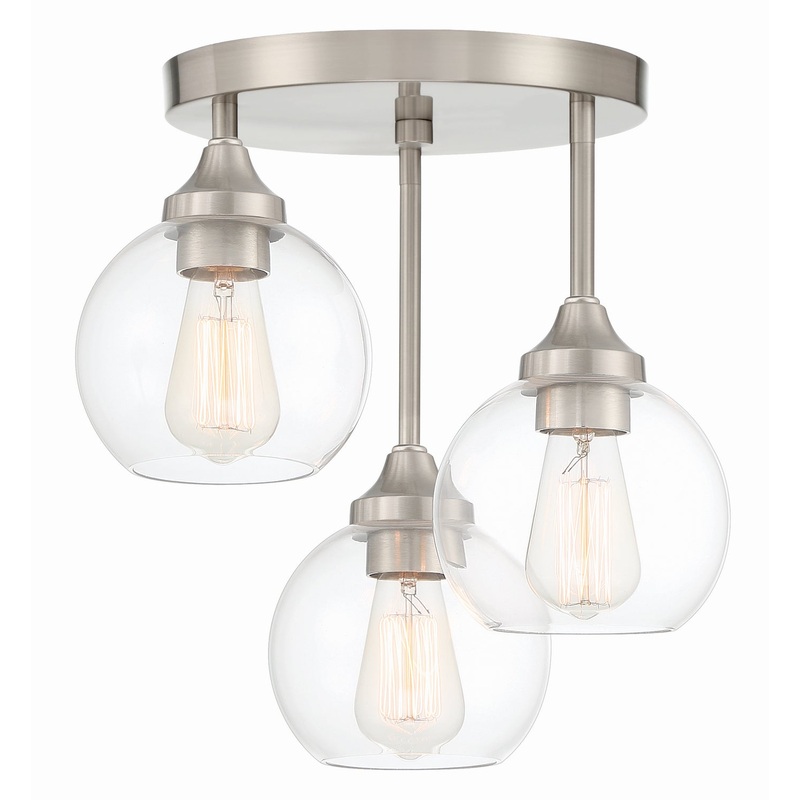 Glenda Three Light Semi Flush Mount in Brushed Nickel
