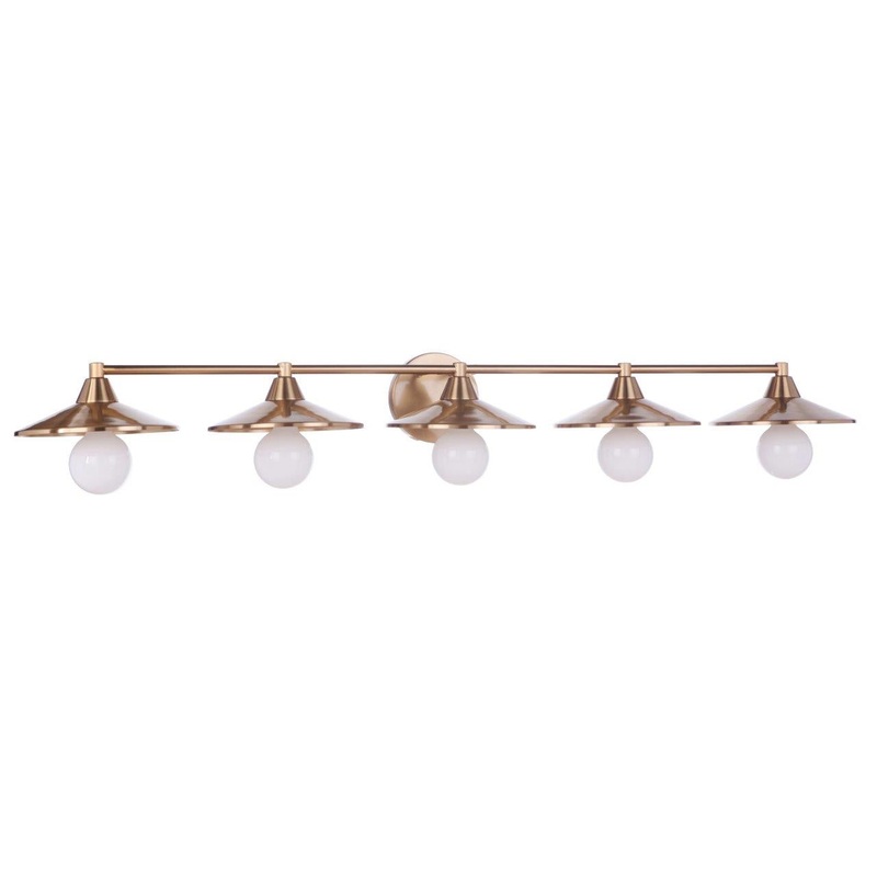 Isaac Five Light Vanity in Satin Brass