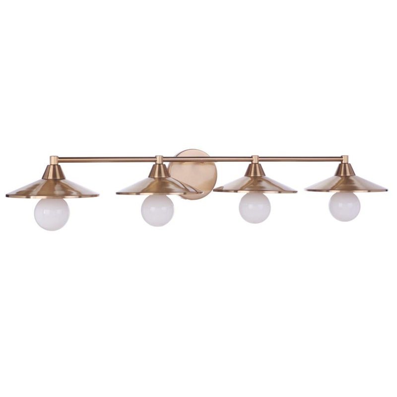 Isaac Four Light Vanity in Satin Brass