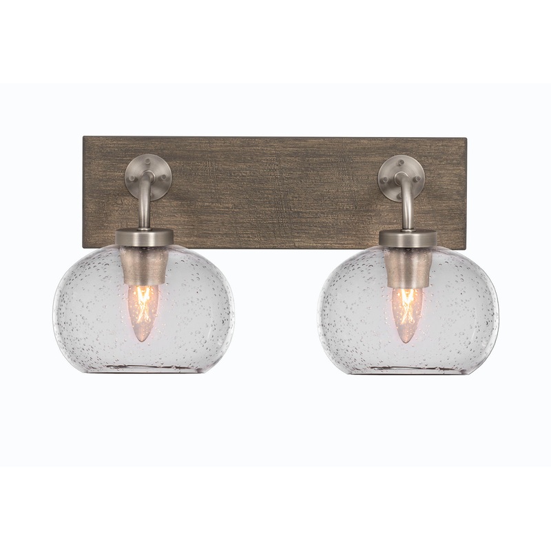 Oxbridge Two Light Bathroom Lighting in Graphite & Painted Distressed Wood-look