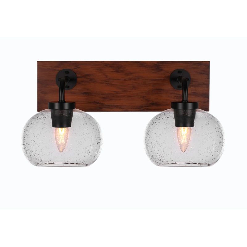 Oxbridge Two Light Bathroom Lighting in Matte Black & Painted Wood-look