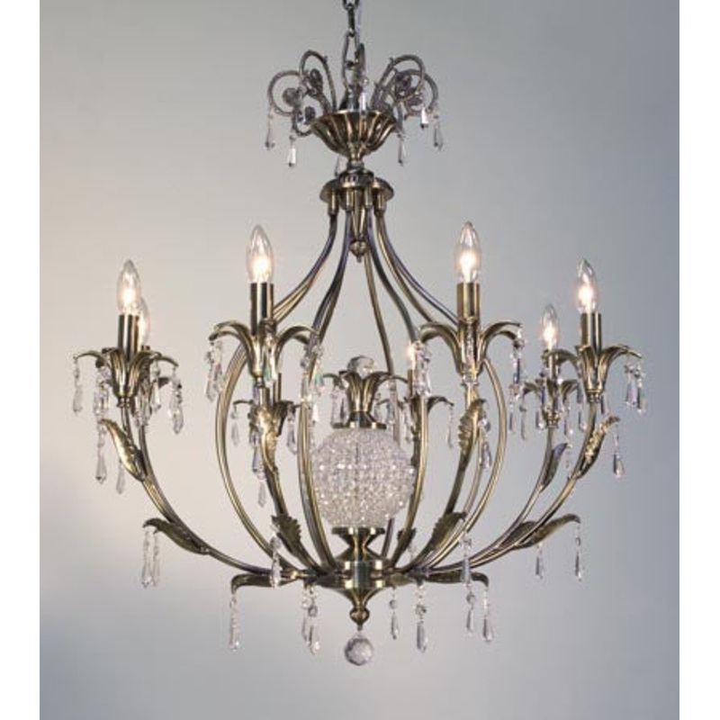 Sharon Eight Light Chandelier in Antique Brass