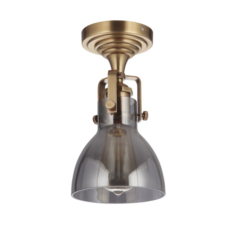 State House One Light Semi Flush Mount in Vintage Brass