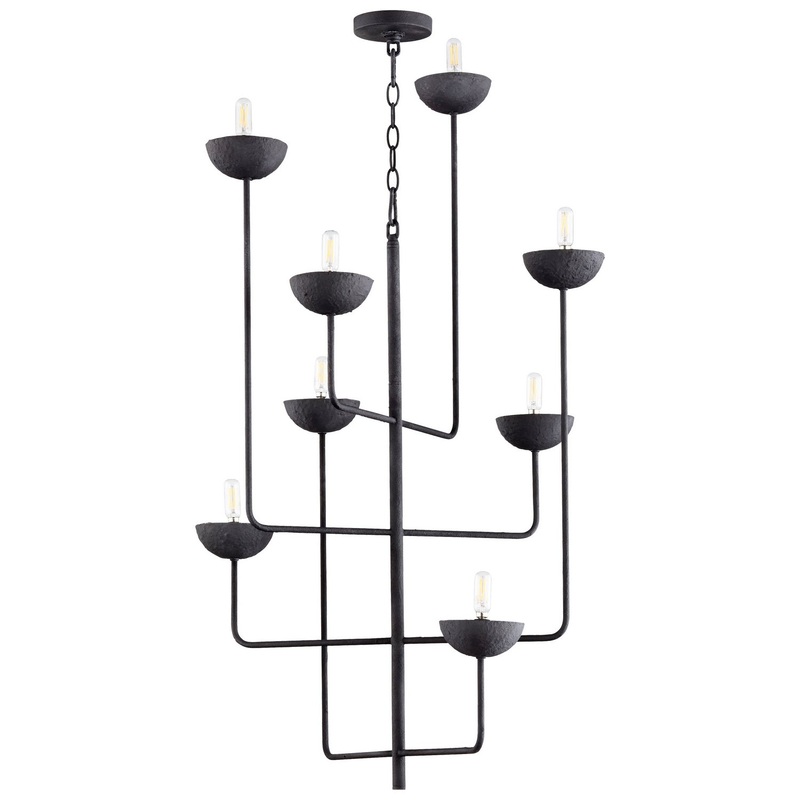 Eight Light Chandelier in Noir