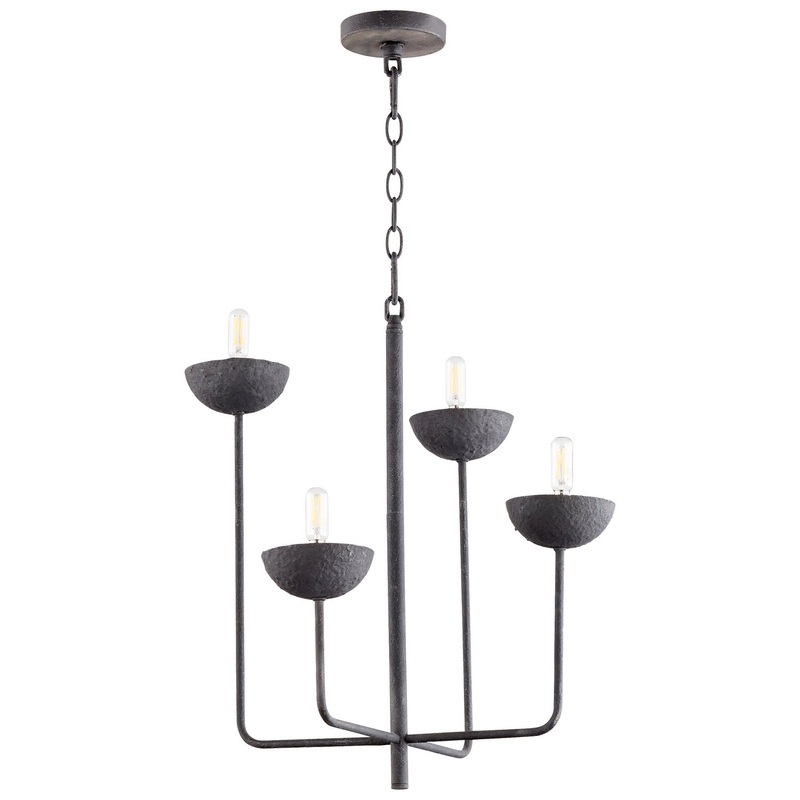 Four Light Chandelier in Noir