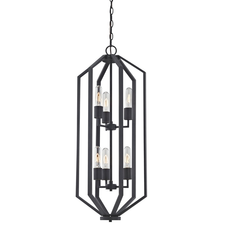Hexagon Six Light Chandelier in Bolivian Bronze