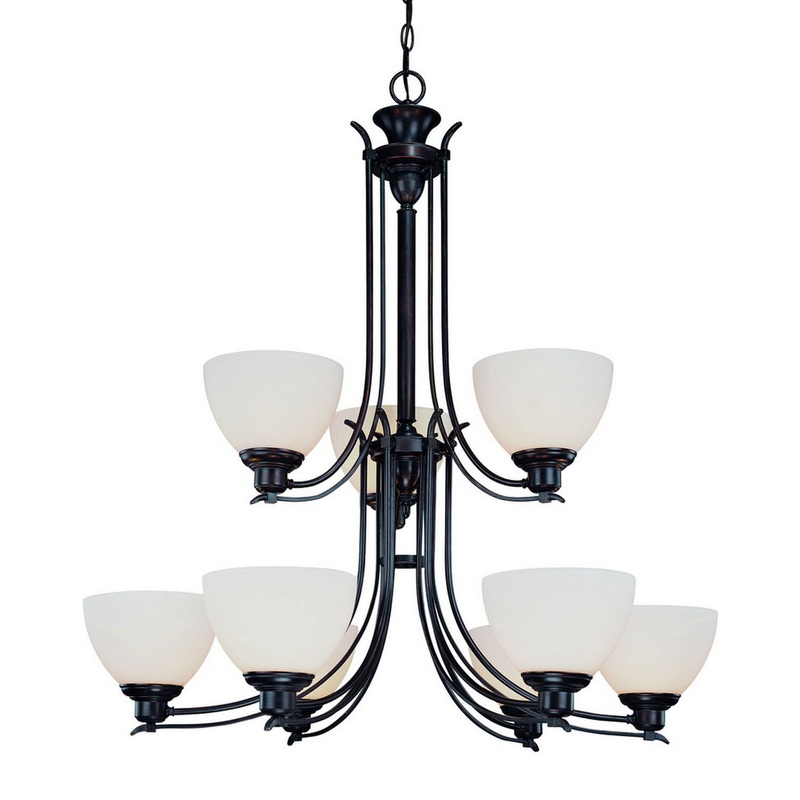 Hyde Park Nine Light Two Tier Chandelier in Antique Bronze