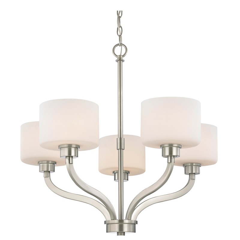 Kalina Five Light Chandelier in Satin Nickel