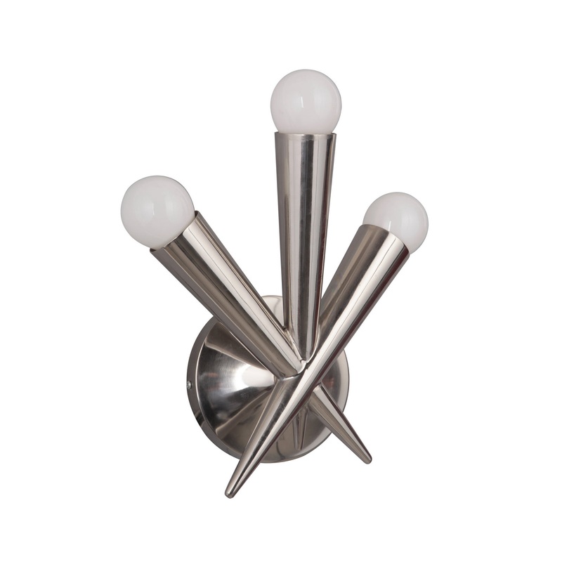 Nova Three Light Wall Sconce in Polished Nickel
