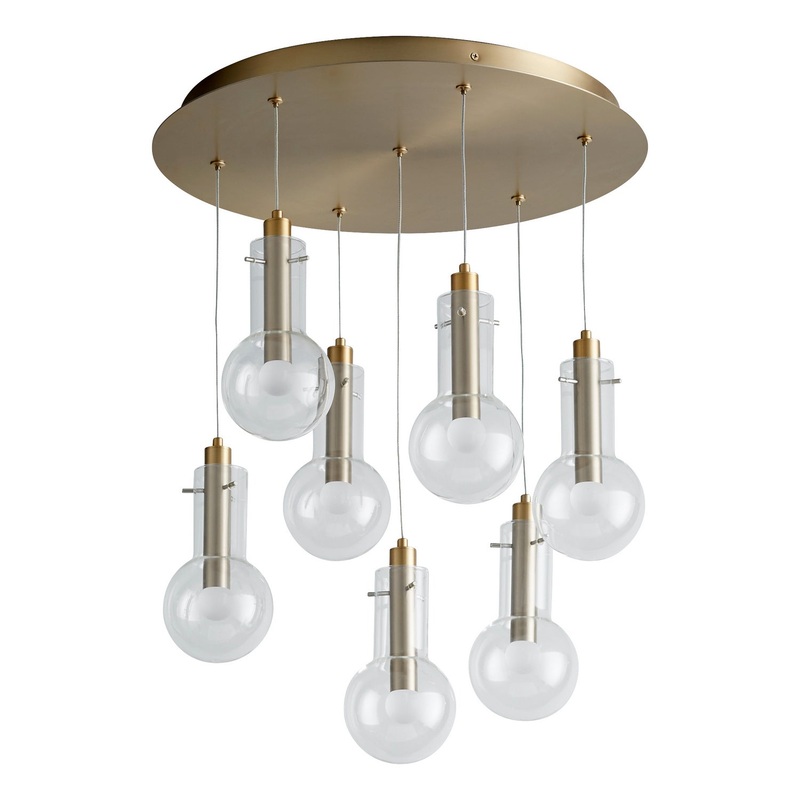 Primo LED Pendant in Aged Brass