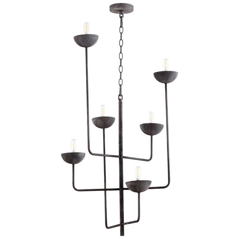 Six Light Chandelier in Noir