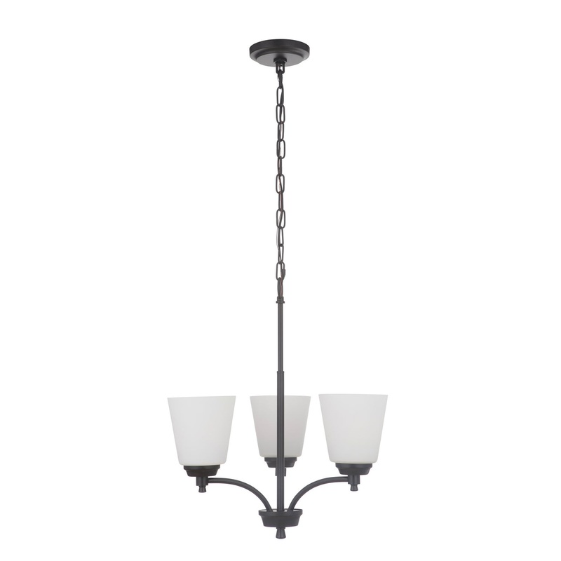 Tyler Three Light Chandelier in Flat Black