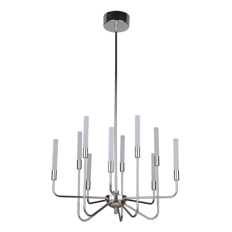 Valdi Ten Light Chandelier in Polished Nickel