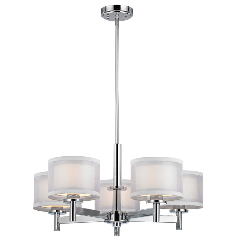 Double Organza Five Light Chandelier in Chrome