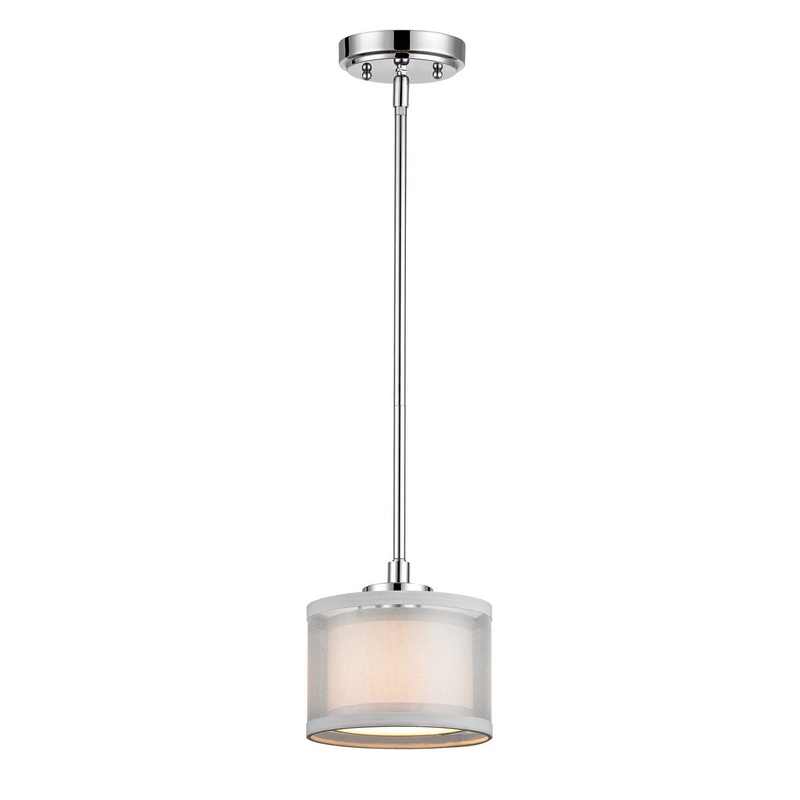 Double Organza One Light Mini Pendant in Chrome