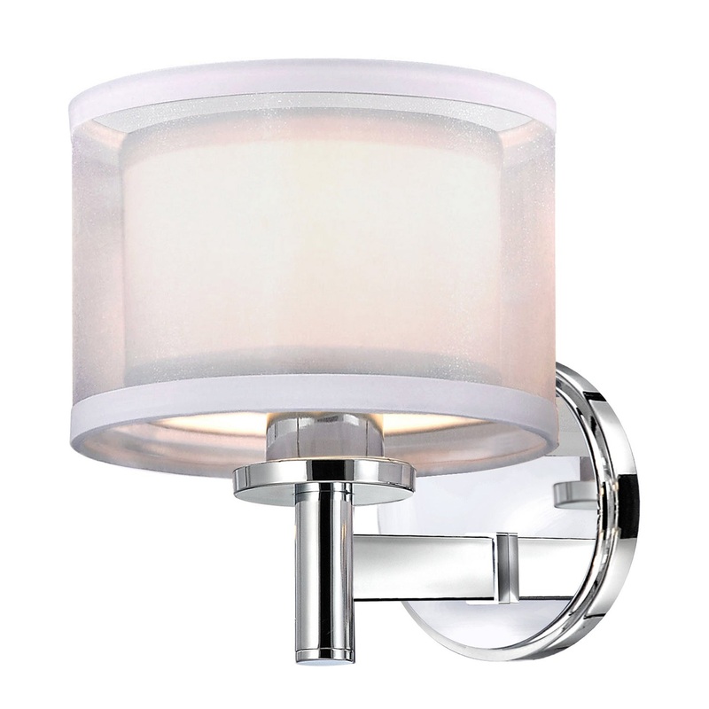 Double Organza One Light Wall Sconce in Chrome