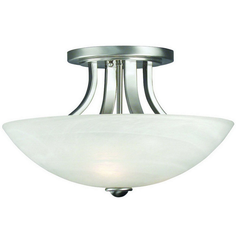 Fireside Three Light Semi Flushmount in Satin Nickel