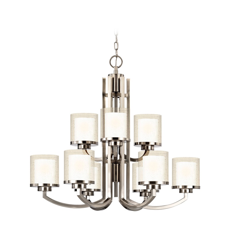 Horizon Nine Light Chandelier in Satin Nickel