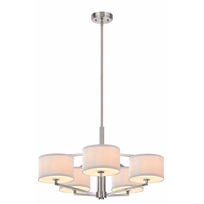 Monaco Five Light Chandelier in Satin Nickel