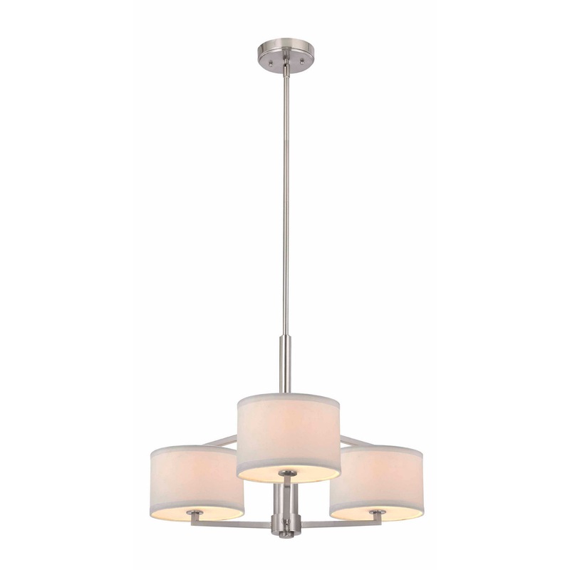 Monaco Three Light Chandelier in Satin Nickel