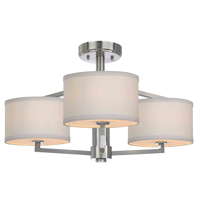Monaco Three Light Semi Flushmount in Satin Nickel