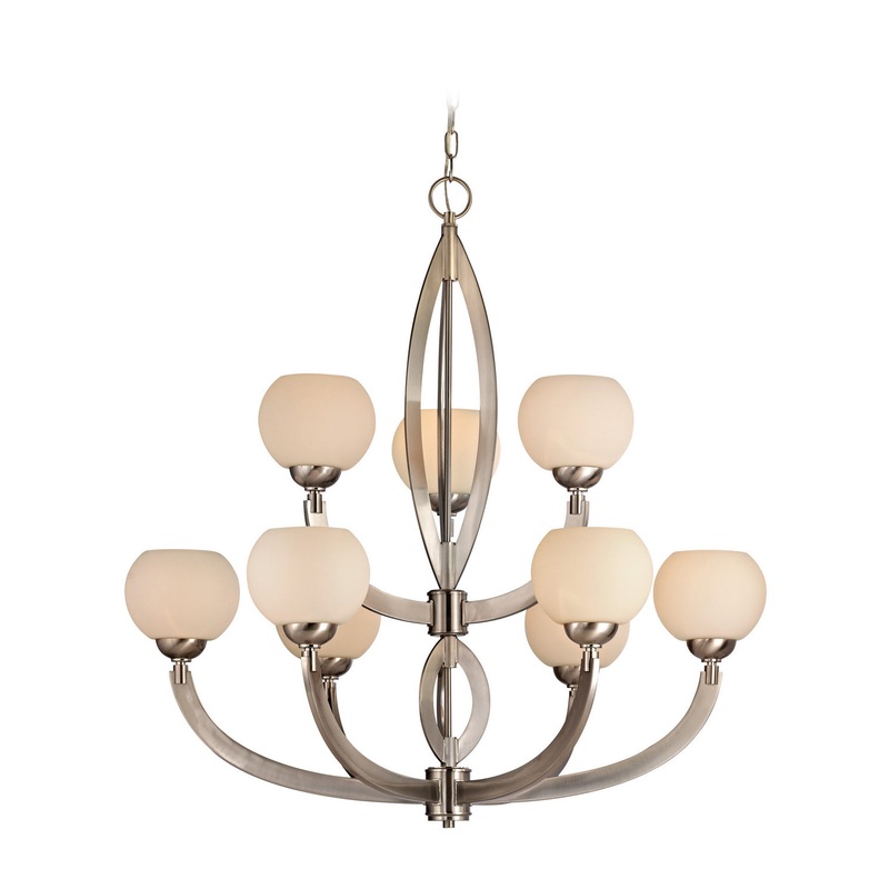 Odyssey Nine Light Chandelier in Satin Nickel