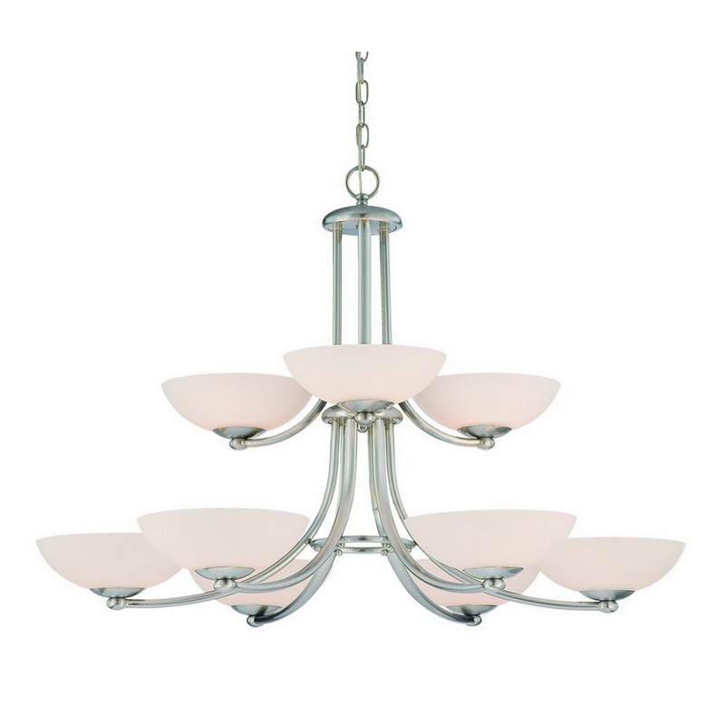 Rainier Nine Light Chandelier in Satin Nickel