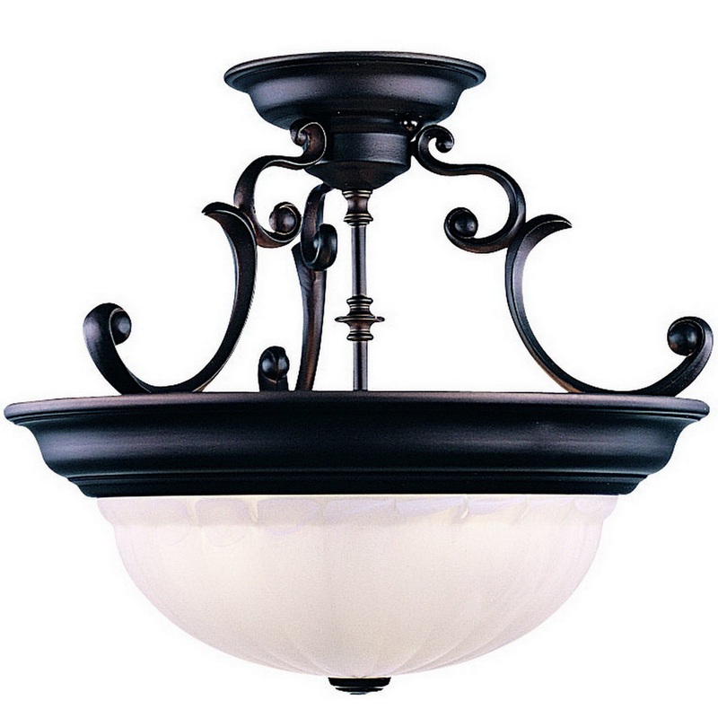 Richland Three Light Semi Flushmount in Royal Bronze