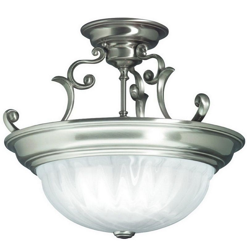 Richland Three Light Semi Flushmount in Satin Nickel