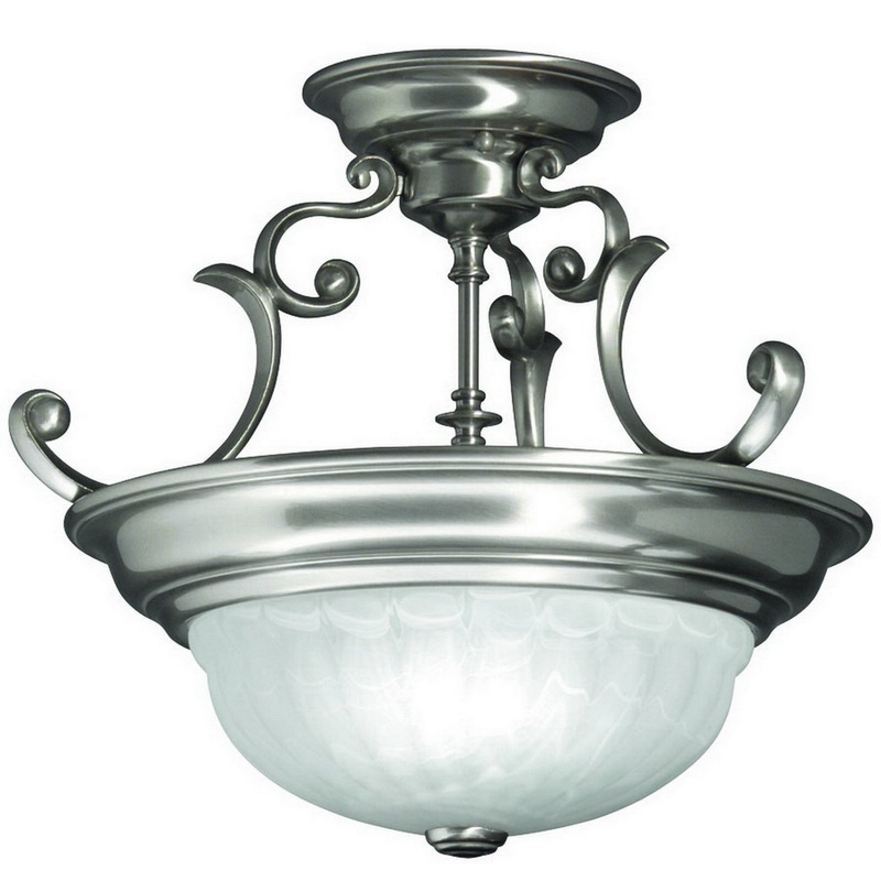 Richland Two Light Semi Flushmount in Satin Nickel