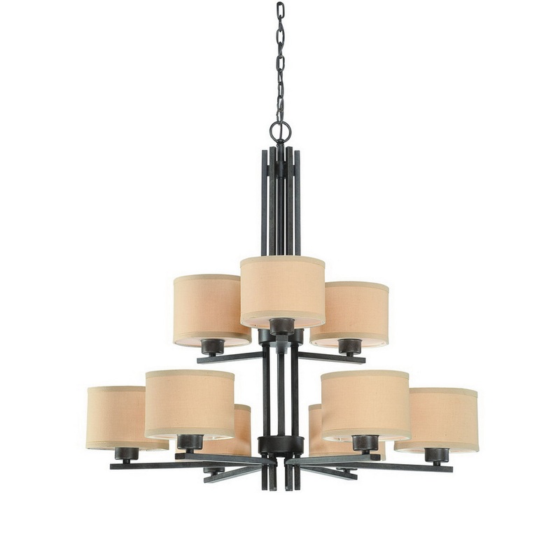 Tecido Nine Light Chandelier in Olde World Iron