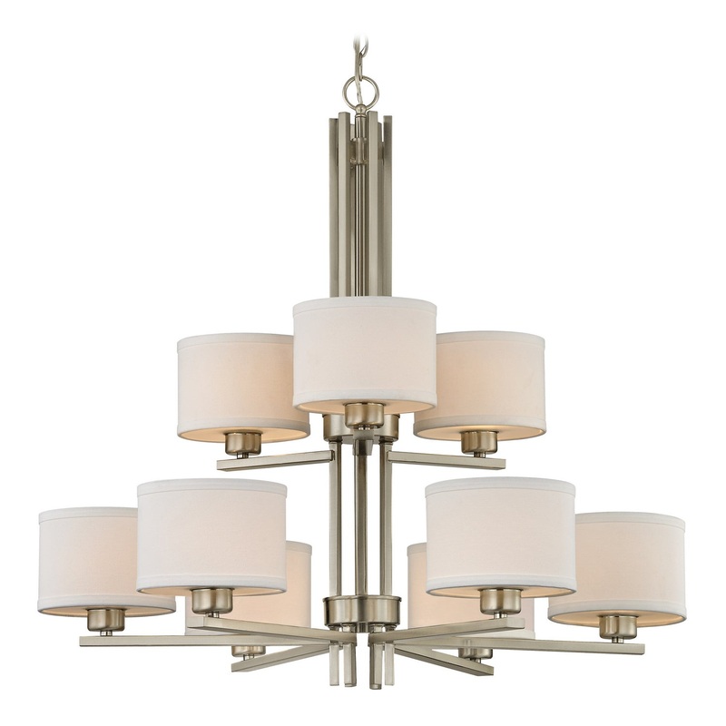 Tecido Nine Light Chandelier in Satin Nickel