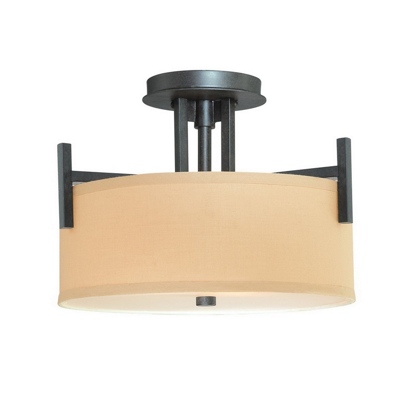 Tecido Two Light Semi Flushmount in Olde World Iron