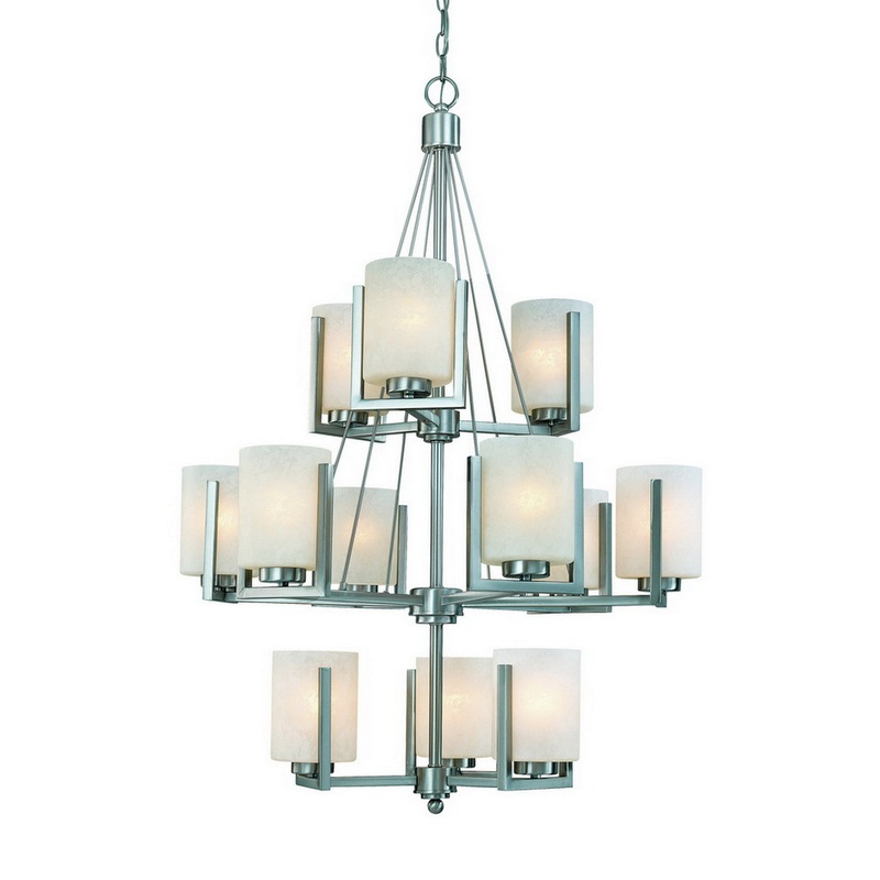 Uptown 12 Light Chandelier in Satin Nickel