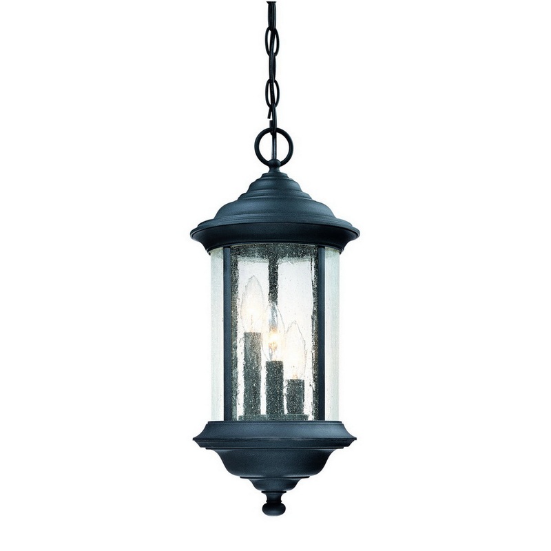 Walnut Grove Three Light Hanging Lantern in Black