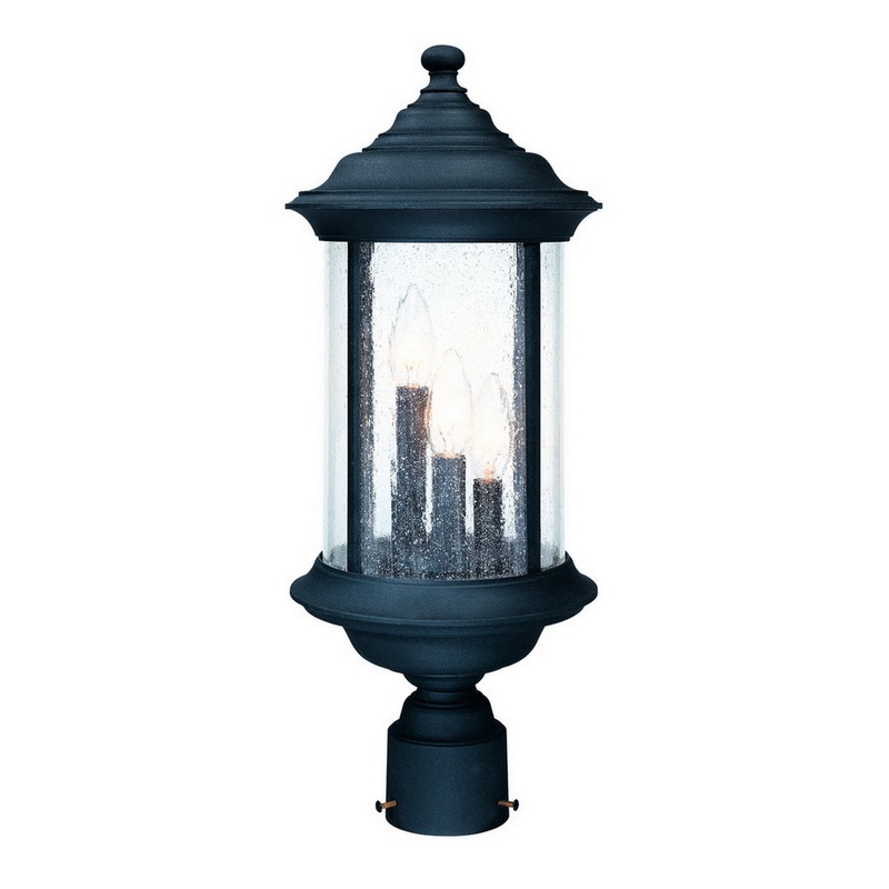 Walnut Grove Three Light Post Mount in Black