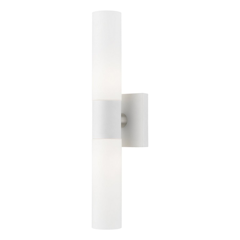Aero Two Light Vanity Sconce in White with Brushed Nickel