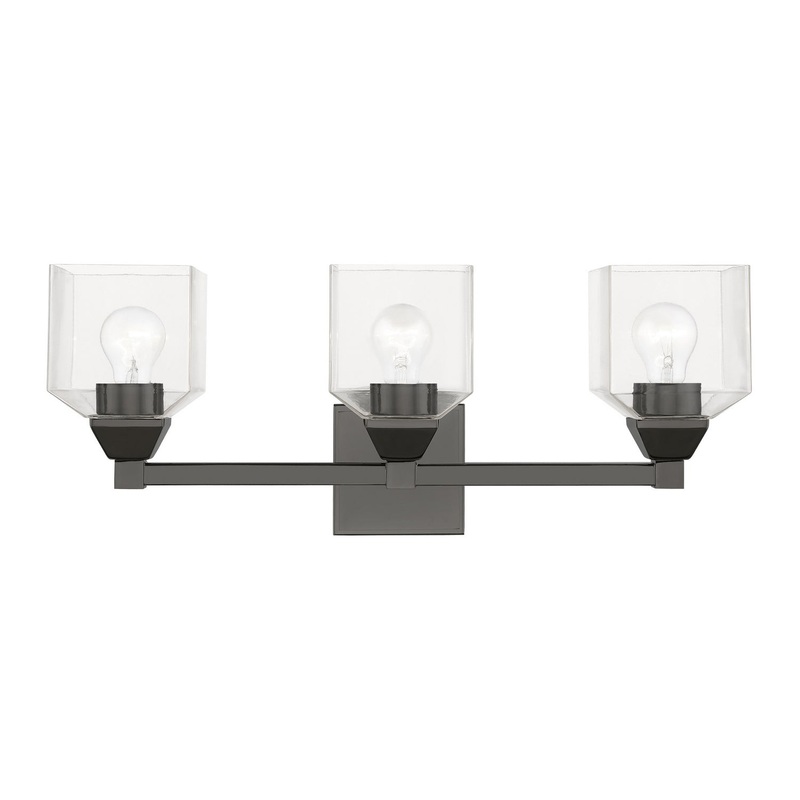 Aragon Three Light Vanity Sconce in Black Chrome