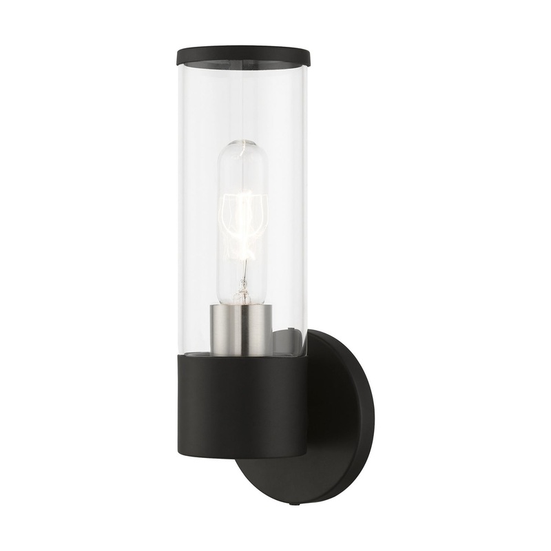 Banca One Light Wall Sconce in Black with Brushed Nickel