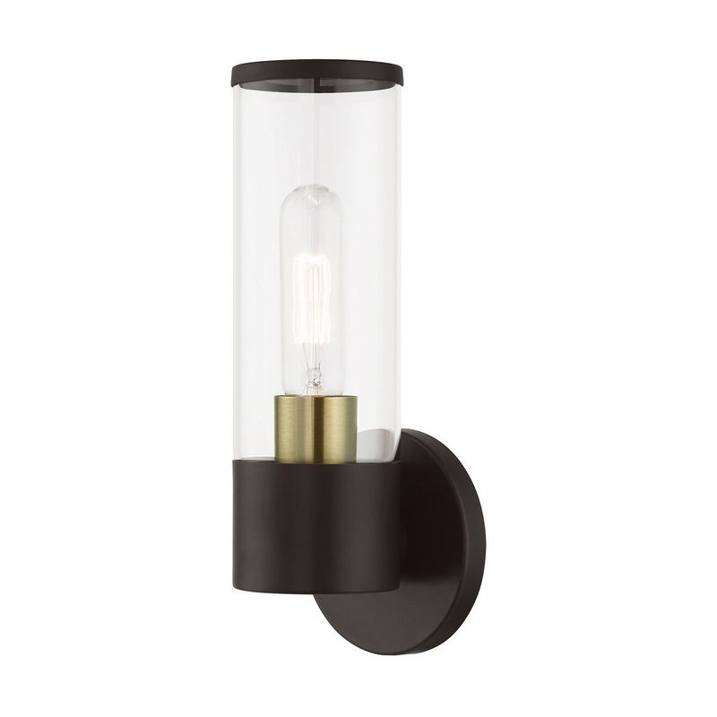 Banca One Light Wall Sconce in Bronze with Antique Brass
