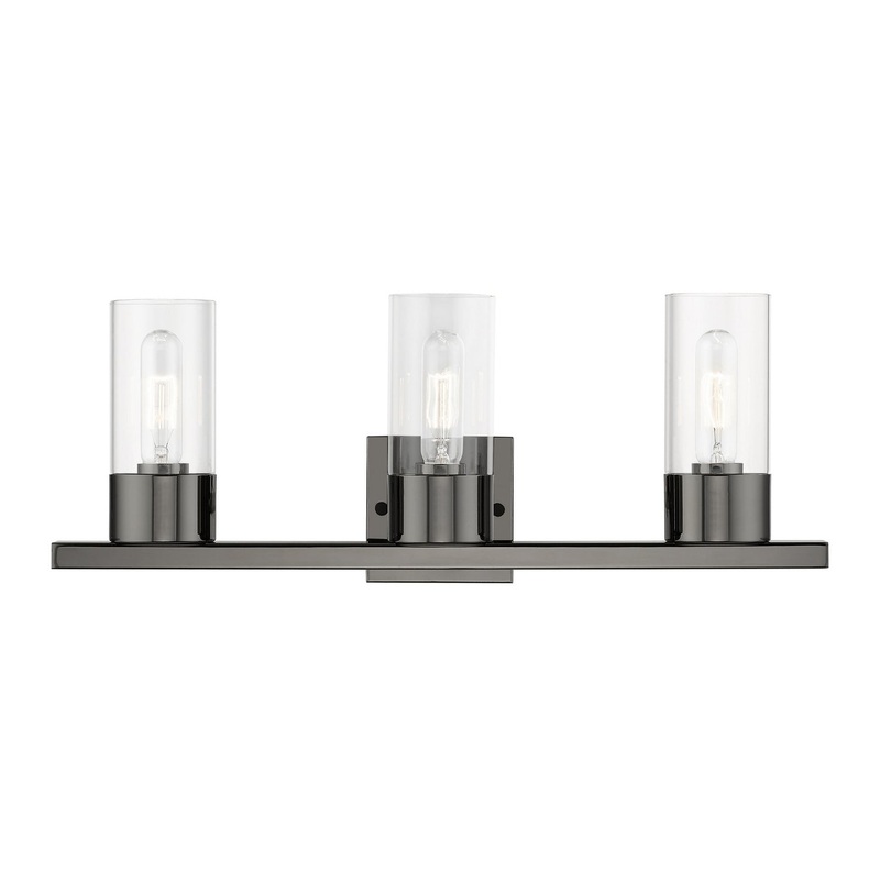 Carson Three Light Vanity Sconce in Black Chrome