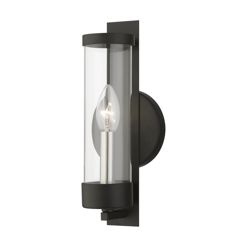 Castleton One Light Wall Sconce in Black with Brushed Nickel Candle