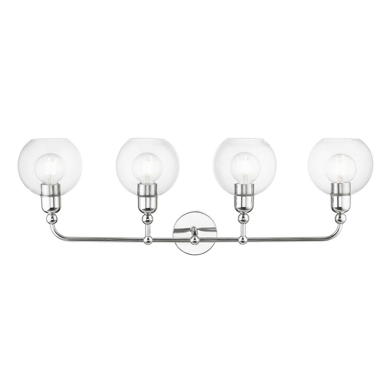 Downtown Four Light Vanity Sconce in Polished Chrome