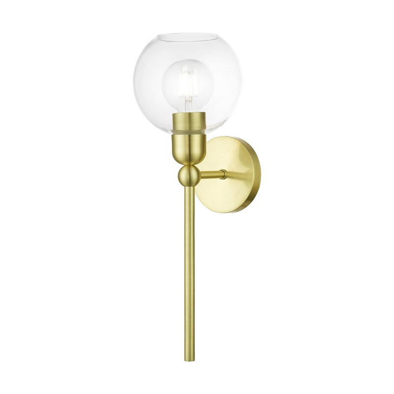 Downtown One Light Wall Sconce in Satin Brass