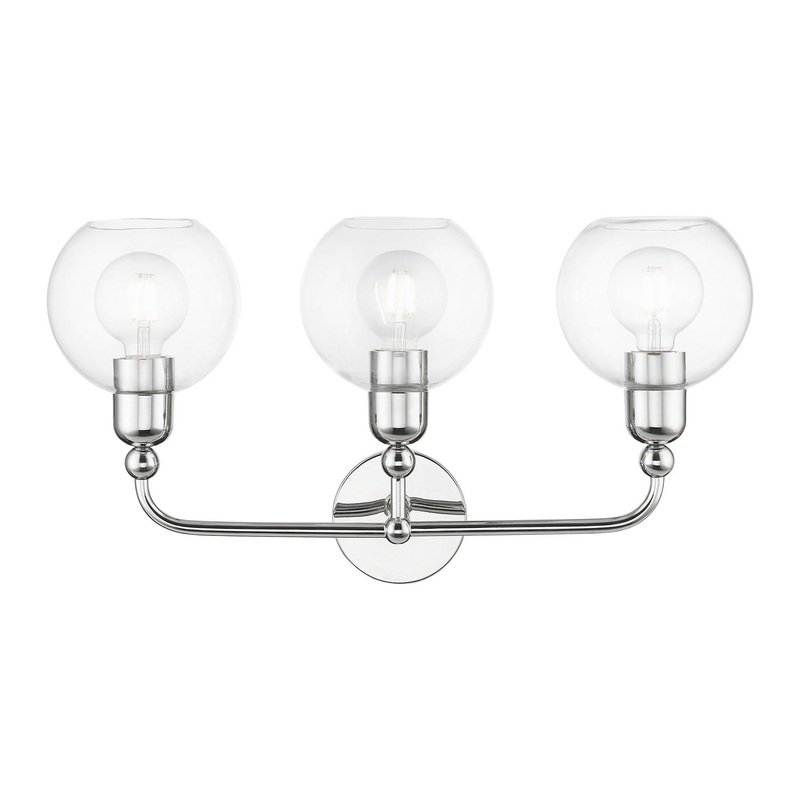 Downtown Three Light Vanity Sconce in Polished Chrome