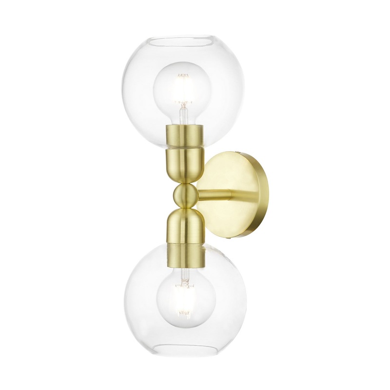 Downtown Two Light Vanity Sconce in Satin Brass