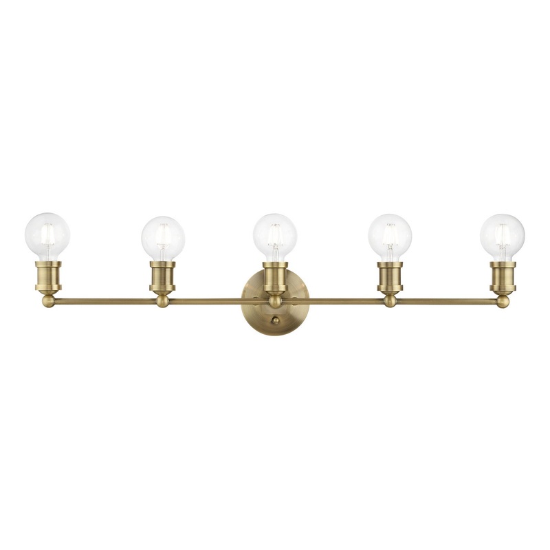 Lansdale Five Light Vanity Sconce in Antique Brass