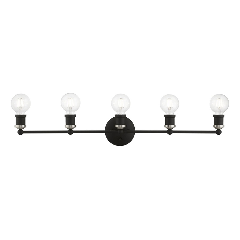 Lansdale Five Light Vanity Sconce in Black with Brushed Nickel