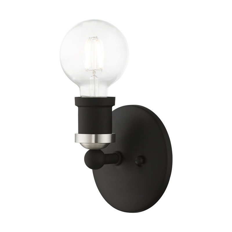 Lansdale One Light Vanity Sconce in Black with Brushed Nickel
